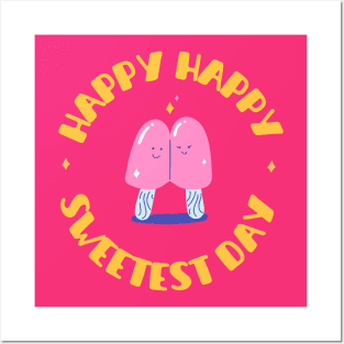 Happy sweetest day cute couple of pink ice cream Posters and Art